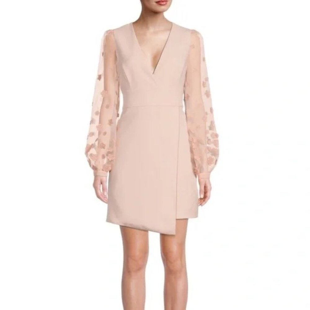 BCBGMaxAzria Emery Organza Floral Sleeve Fit Evening Dress Size 8 NWT